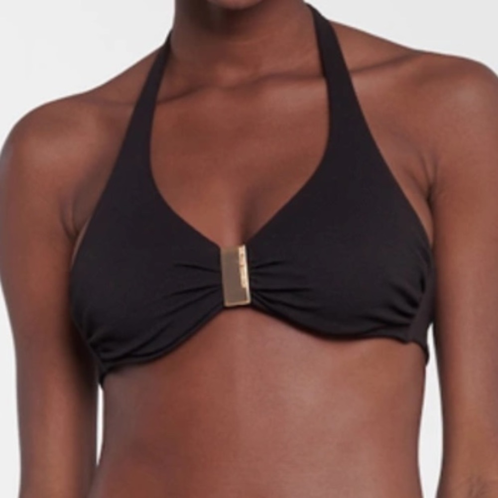 NWT Melissa Odabash Provence Stretch Pique Black Halter Underwire Bikini Top 4